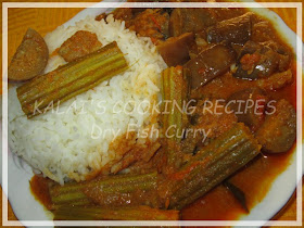 Sun-Dried Salted Seer Fish Curry / Vanjaram Meen Karuvadu Kuzhambu
