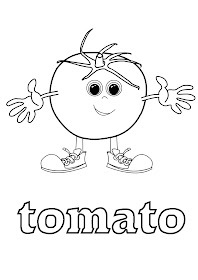 vegetables coloring for learning english - tomato