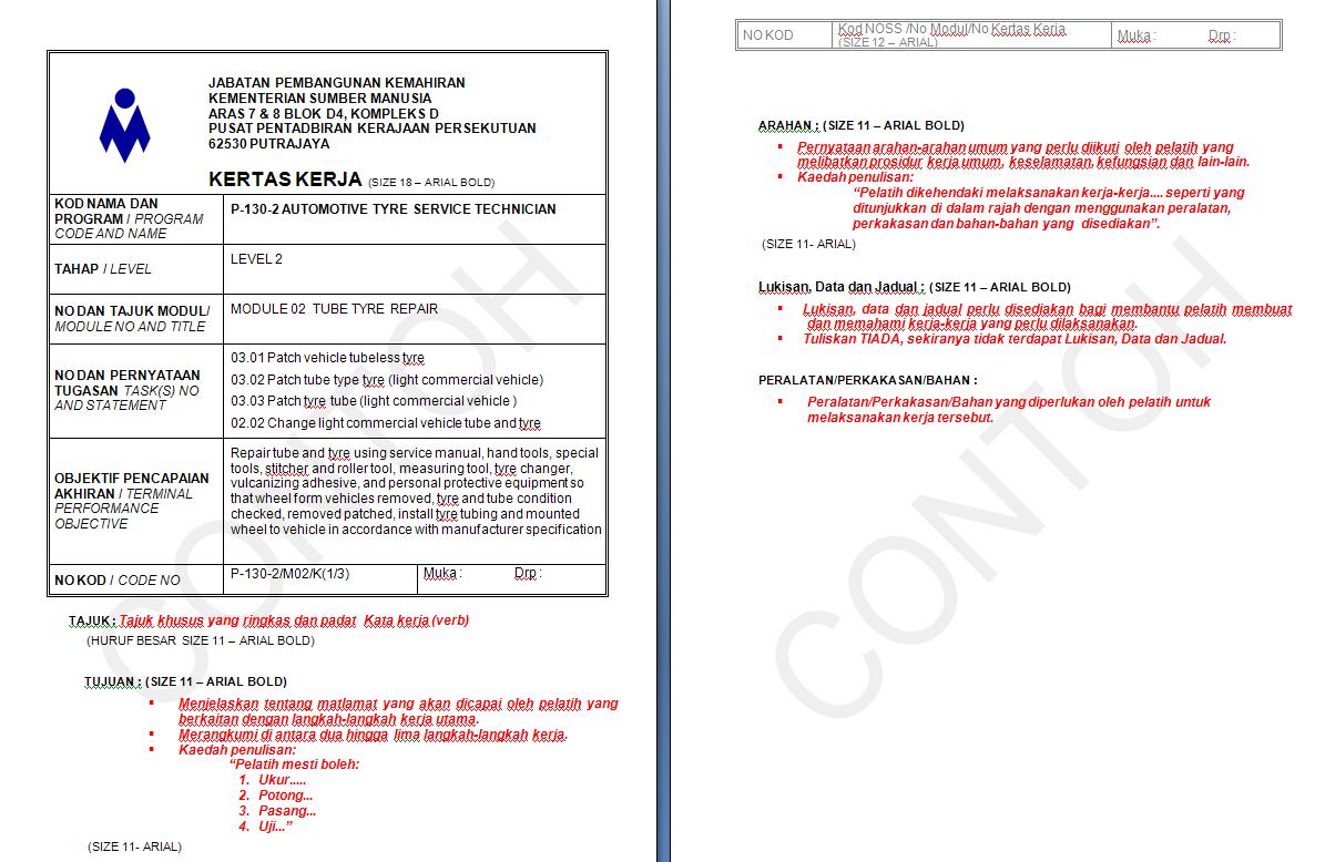 Kursus Vto Full Time Part Timesmartmastertrainer Contoh Format Bahan Pembelajaran Bertulis Wim