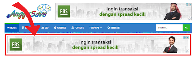 Membuat widget iklan large banner idbawah header atau navigasi di blogger. Dengan CSS dan HTML.