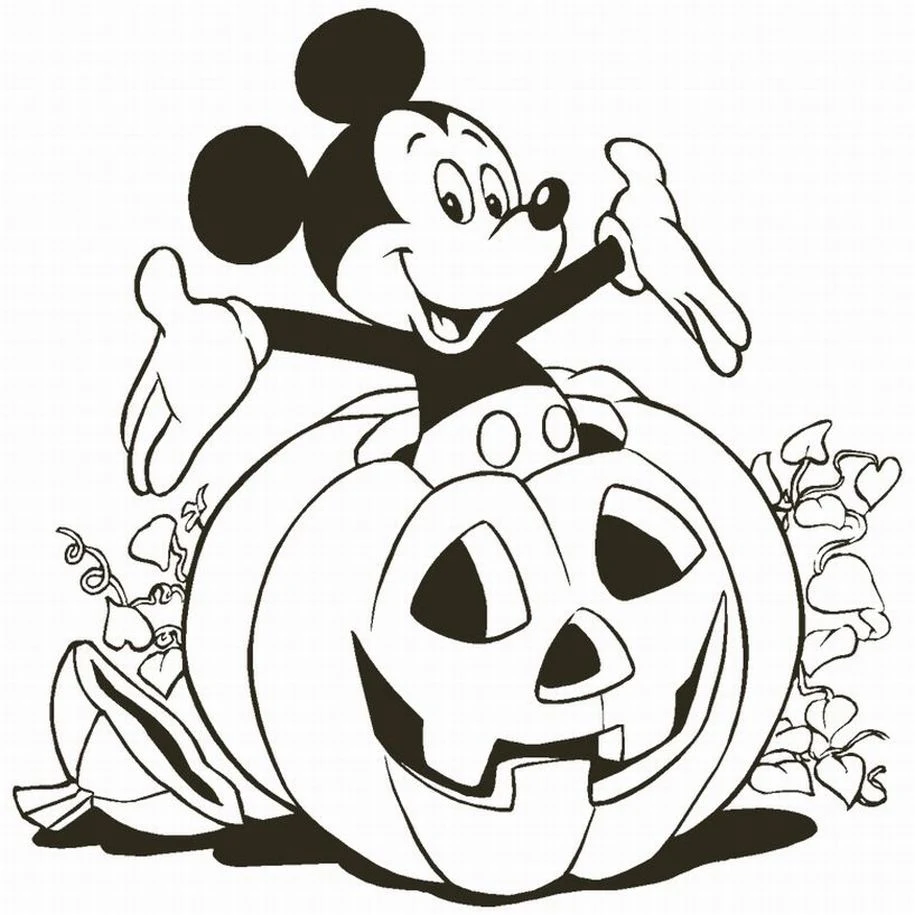 Mickey with Pumpkin Coloring Child Coloring