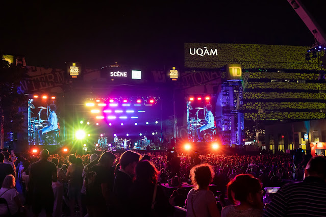 Montreal Jazz Festival crowd at night