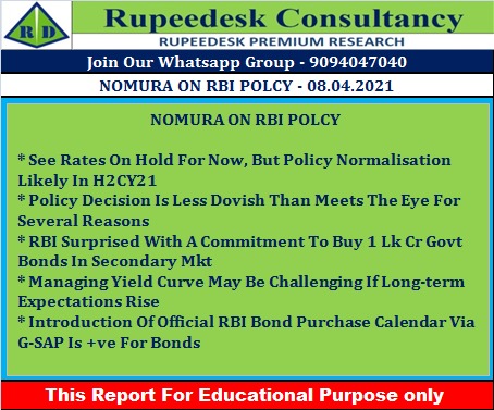 NOMURA ON RBI POLCY - Rupeedesk Reports