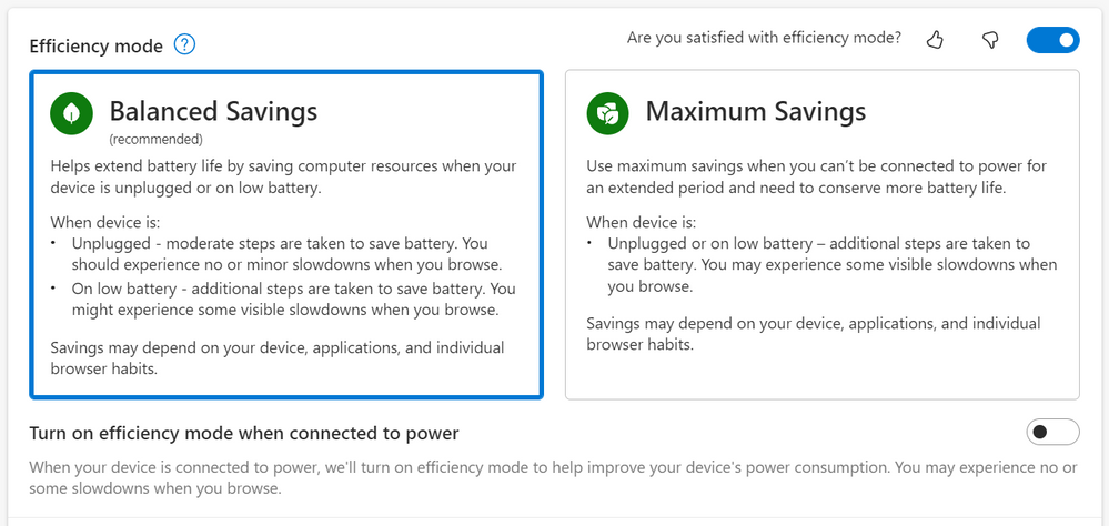 Microsoft Edge migliora la Modalità efficienza per un risparmio estremo dei consumi