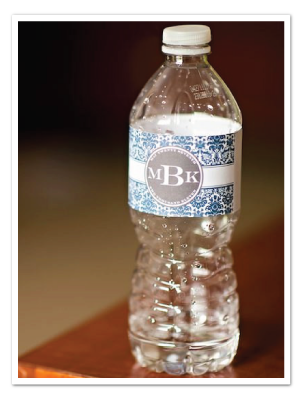 Ready made water bottle label wat018 printable diy damask water bottle 