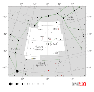 IAU: Карта на съзвездието Ловджийски кучета Canes Venatici