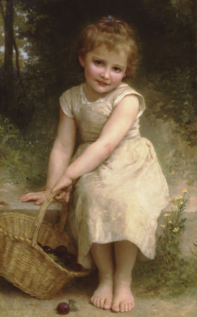 plums,cute girl,William Adolphe Bouguereau