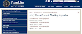 screen grab of Town Council agenda page