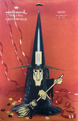 Large honeycomb witch with broom by Hallmark is shown here though not included in the blog series by The Halloween Retrospect