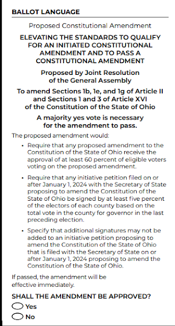 Ohio's Issue 1 Ballot Wording for August 8 special election