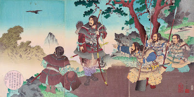 Ukiyo-e. Träsnitt. Triptyk. Ginko.