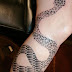 Dotwork Snake Tattoo Along Leg