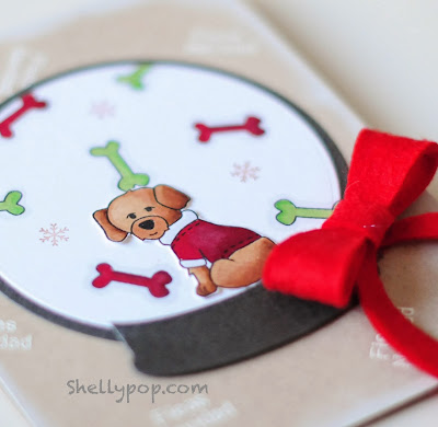 Snowglobe card using Canine Christmas by Shelly Mercado for Newton's Nook Designs