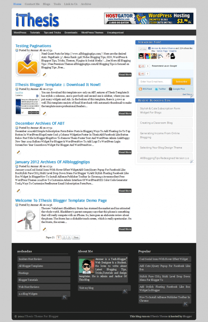 Ithesis Template for blogger