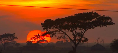 Sunset behind the railway station