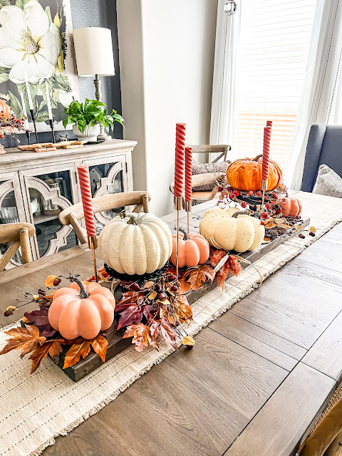 Large fall dining table centerpiece