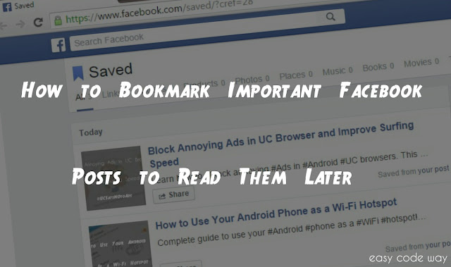 Bookmark Facebook Posts With New Save Feature