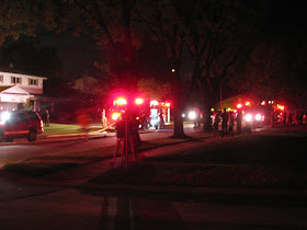 firetrucks on my street, house fire, neighborhood out to watch