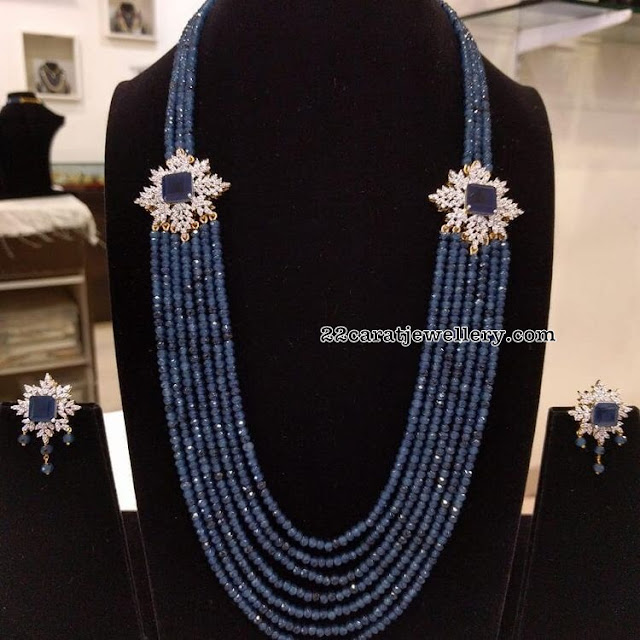 Blue Sapphires Long Set with Side Motifs