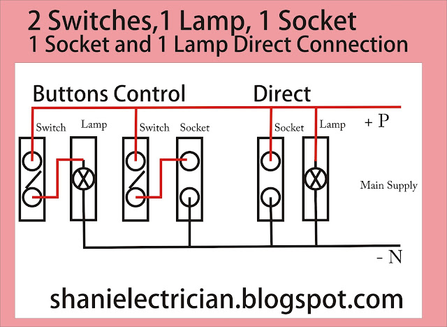 2 Switch 1 Lamp and 1 Socket Parallel connection and 1 Socket and 1 Lamp Direct Parallel Connection