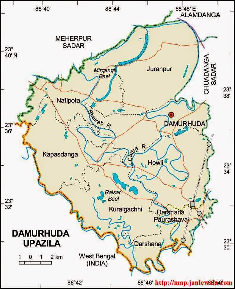 damurhuda upazila map of bangladesh