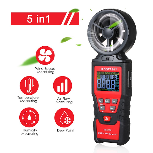 HT625A HT625B Digital Anemometer Handheld Wind Speed Meter Gauge for Measuring Wind Speed and Data Hold Function