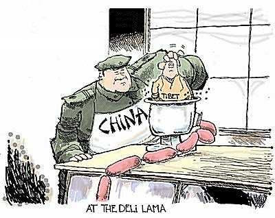 Tibetans (and cartoonists) may disagree, but Chinese officials say Tibet is 