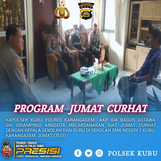 Dengarkan Saran, Keluhan dan Masukan Masyarakat, Polsek Kubu Kembali  Melaksanakan Jumat Curhat