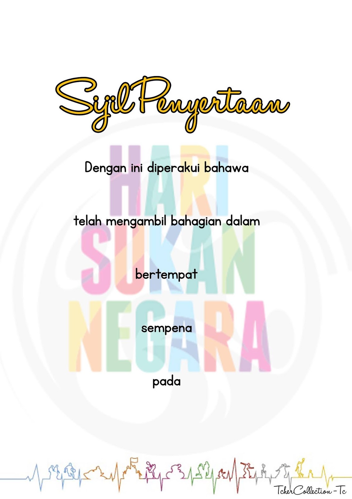 Sijil Penyertaan Hari Sukan Negara Pada 8 Oktober Ini 