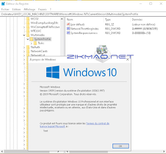 SystemResponsiveness et NetworkThrottlingIndex