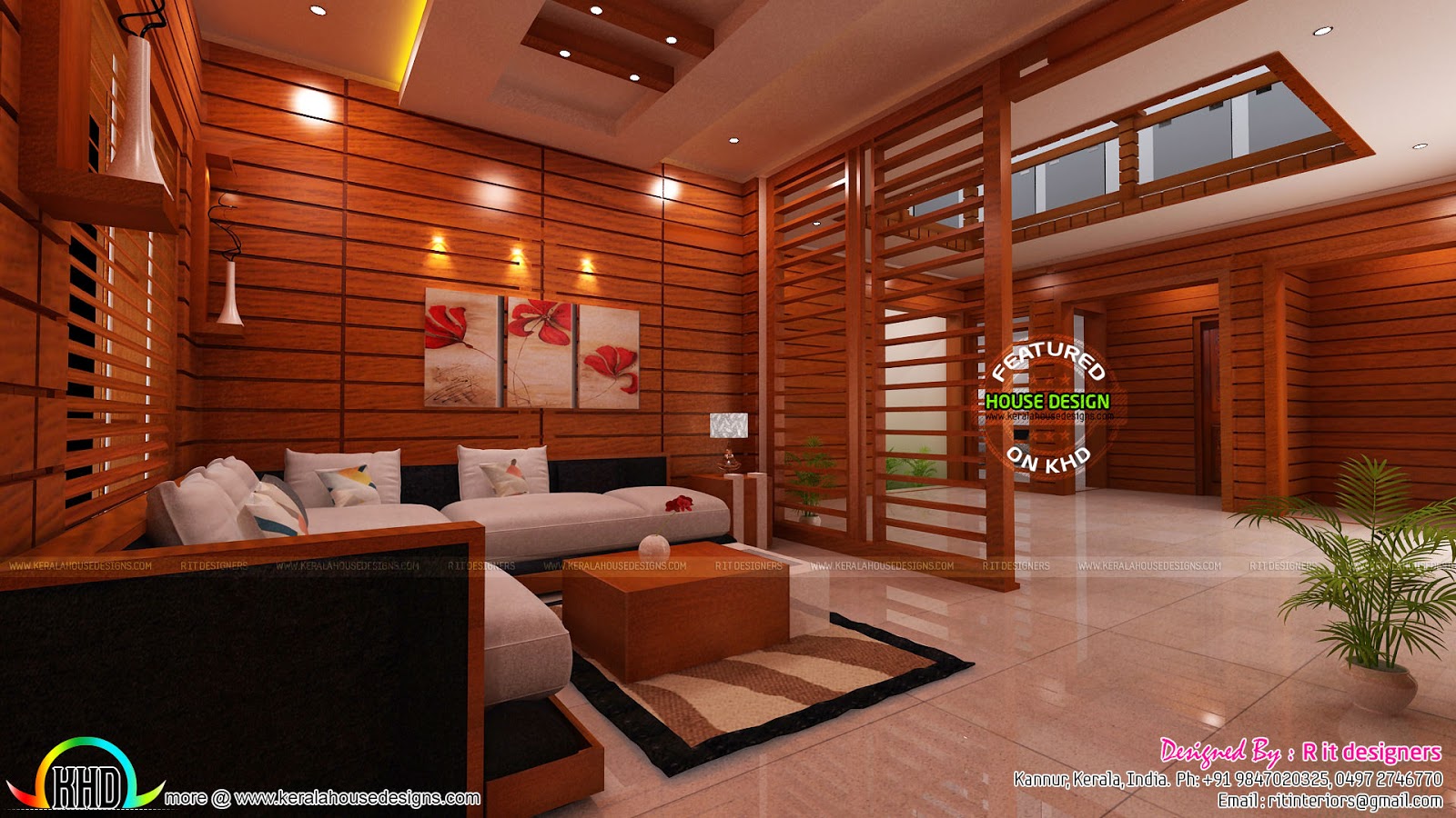 Modular kitchen living and bedroom interior  Kerala home 