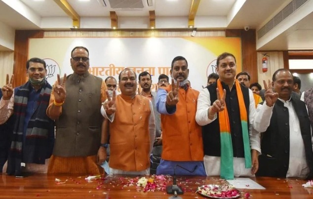 As per the results declared for graduates' constituency seats gradually since Saturday, BJP bagged a total of three seats with Dr Manvendra Pratap Singh ''Guruji" winning the Agra seat and Dinesh Kumar Goyal Meerut's