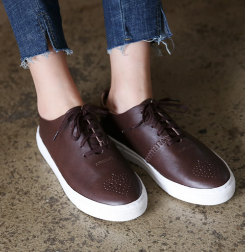 Perforated Toe Cap Leatherette Sneakers 