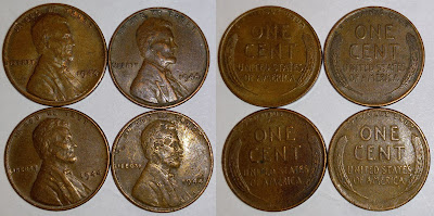 Old war era wheat pennies, copper wheat pennies