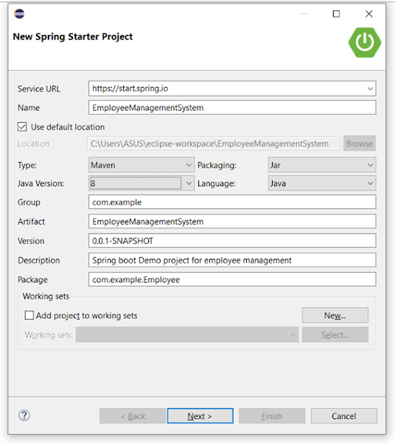 spring boot creation using eclipse