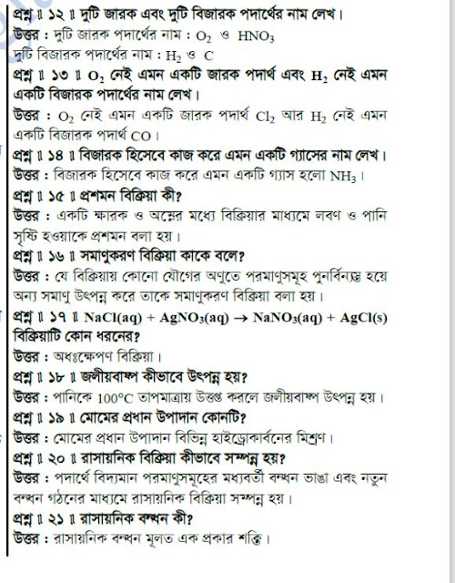 SSC Chemistry Chapter Seven Hand Note