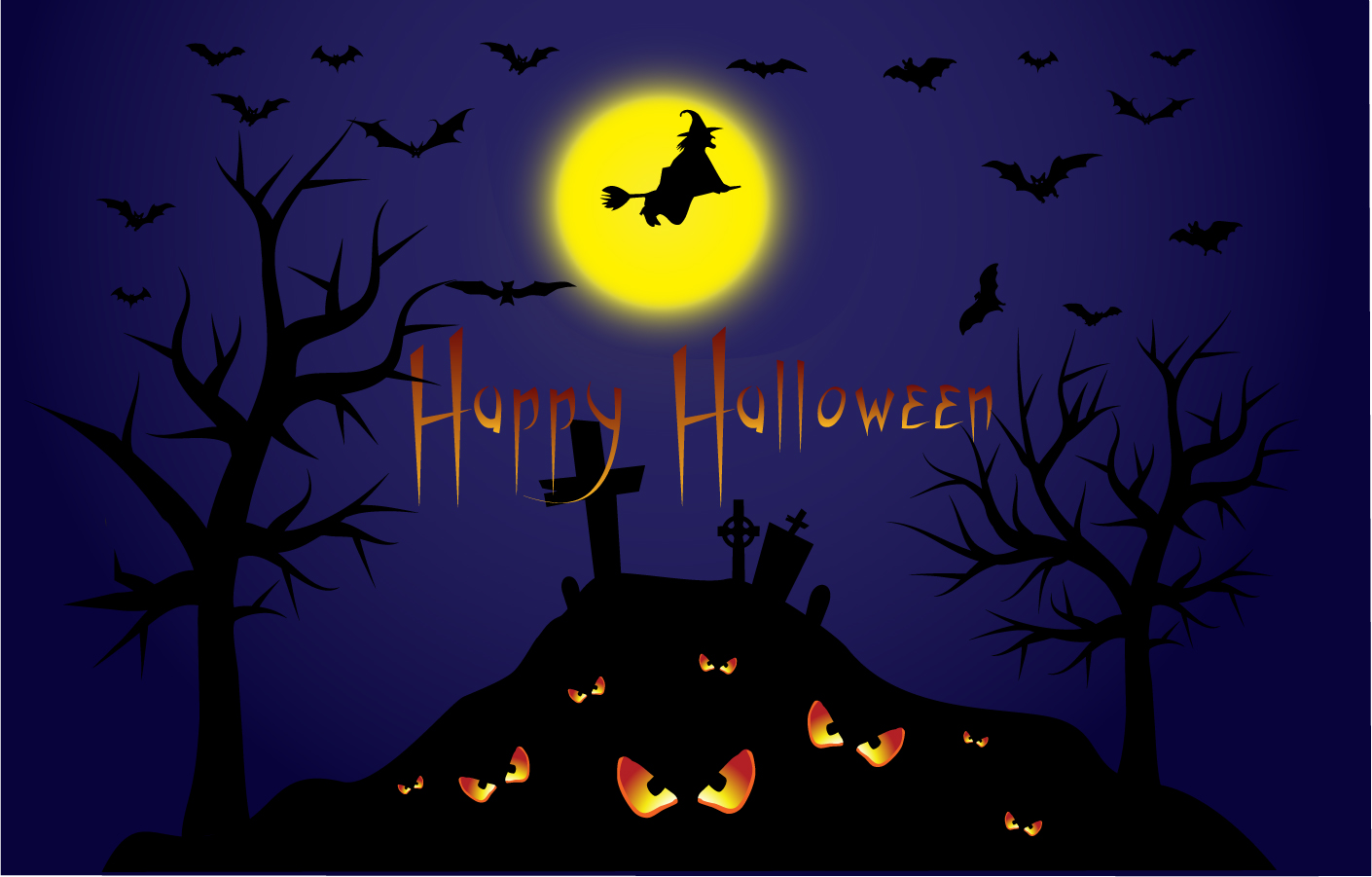 Bezierinfoベジェインフォ ハロウィンの怖い夜の背景 Halloween Scary Eyes Silhouette Tree Illustration イラスト素材