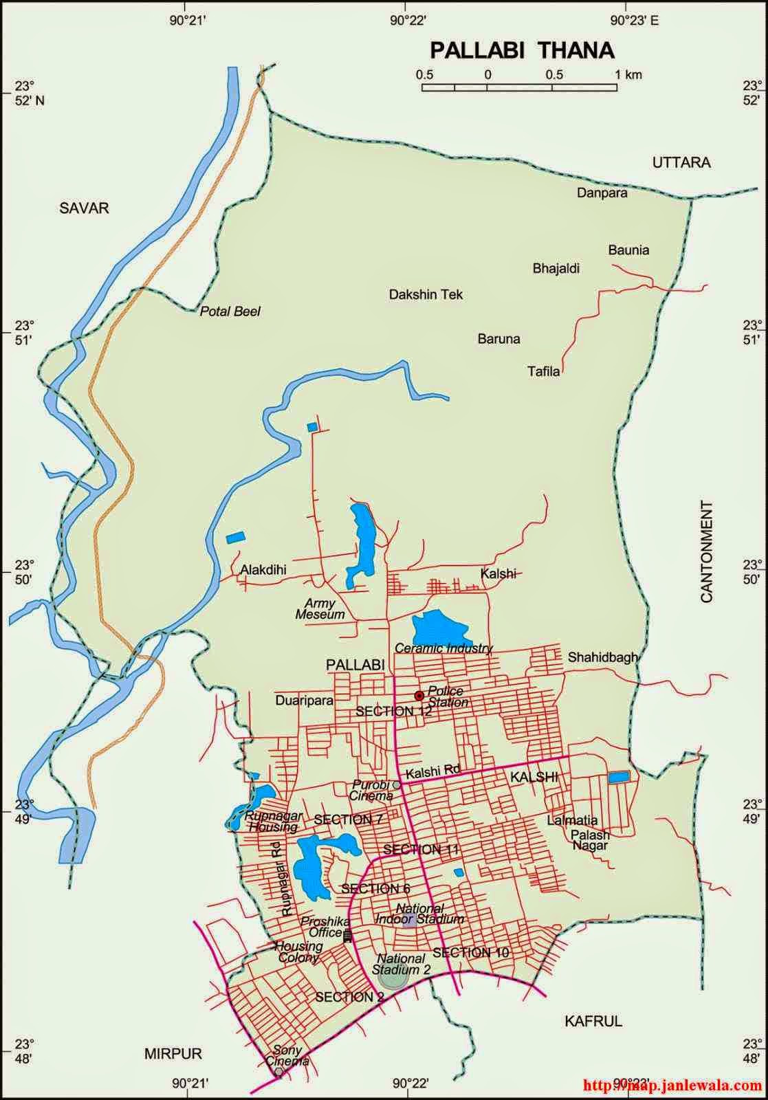 pallabi thana dhaka map of bangladesh