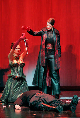 Tara McCredie (La Haine), Adria McCulloch (Armide), and Eric Sampson (Renaud) in Gluck's Armide, Maryland Opera Studio, photo © Cory Weaver 2007