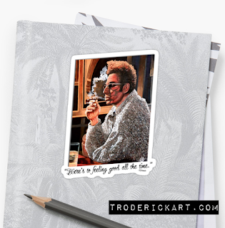 Cosmo Kramer smoking cig by Boulder portrait artist Tom Roderick