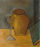 Pot, Glass and Book by Pablo Picasso - Still Life Paintings from Hermitage Museum