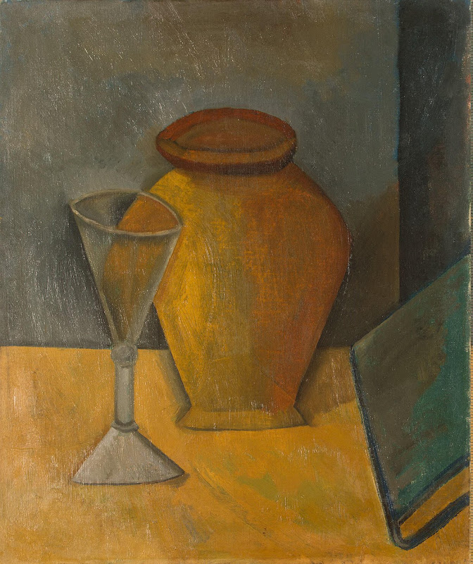 Pot, Glass and Book by Pablo Picasso - Still Life Paintings from Hermitage Museum