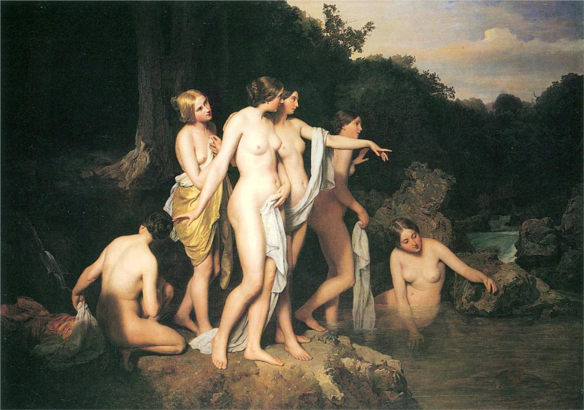 Ferdinand Georg Waldmüller: Femmes se baignant au ruisseau, 1848