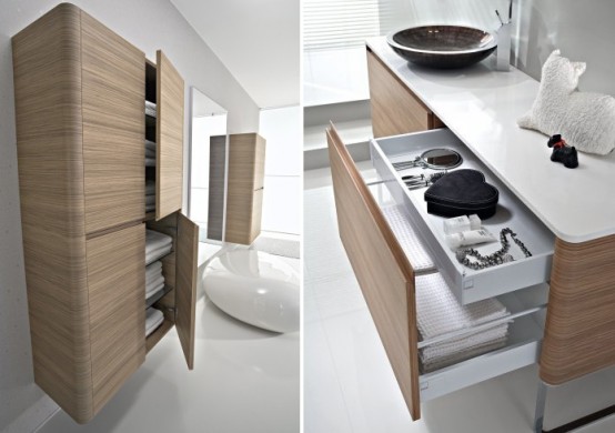 Modern Interior Walnut Bathroom Furniture Decorate