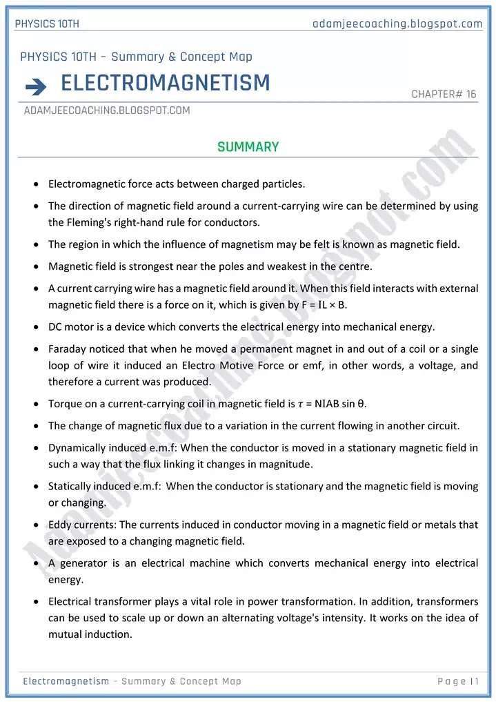 electromagnetism-summary-and-concept-map-physics-10th