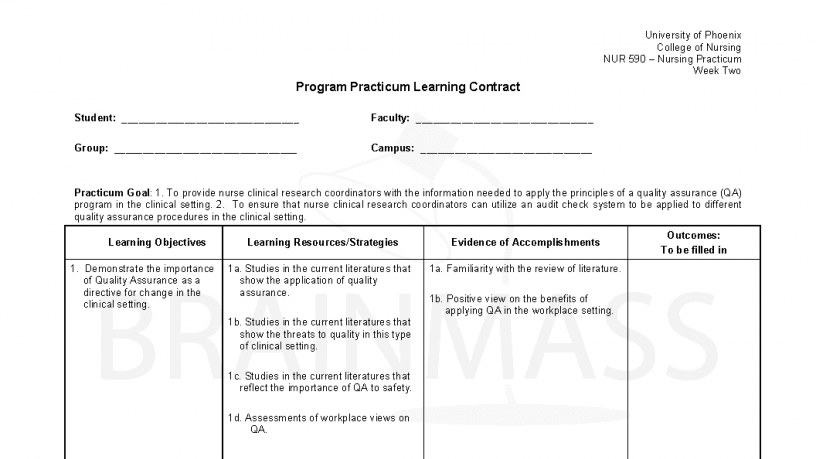 Contract Grading - Learning Contract