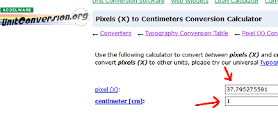 Come convertire pixel in centimetri
