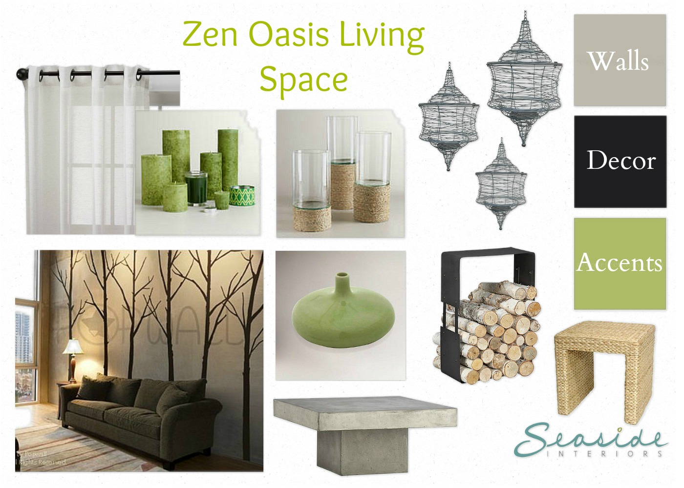 Seaside Interiors Zen  Spa Retreat Living  and Dining Room  