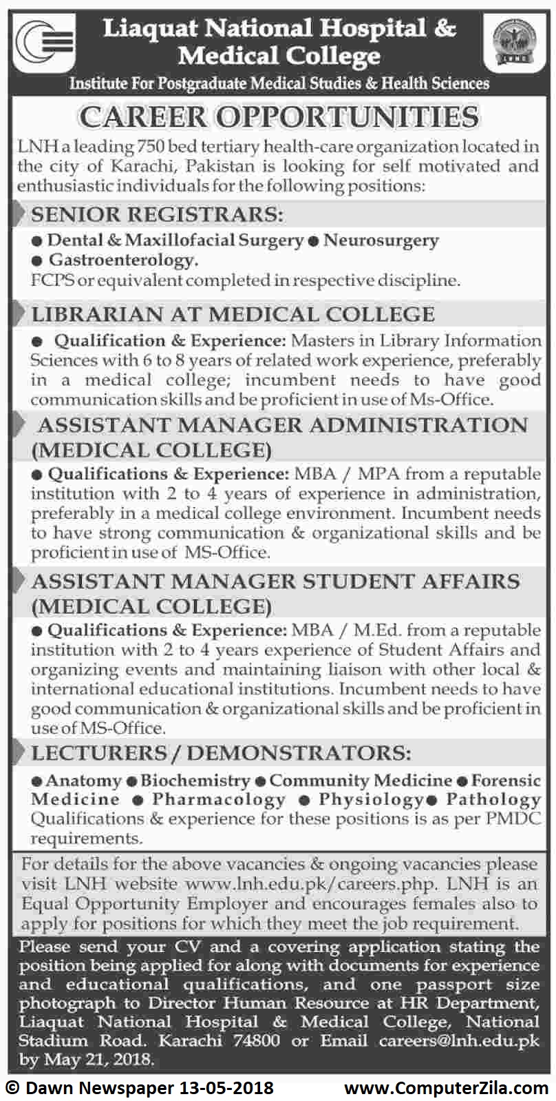 Career Opportunities at Liaquat National Hospital & Medical College