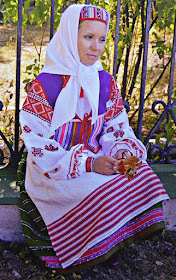 festive traditional costume of married woman of Belarus
